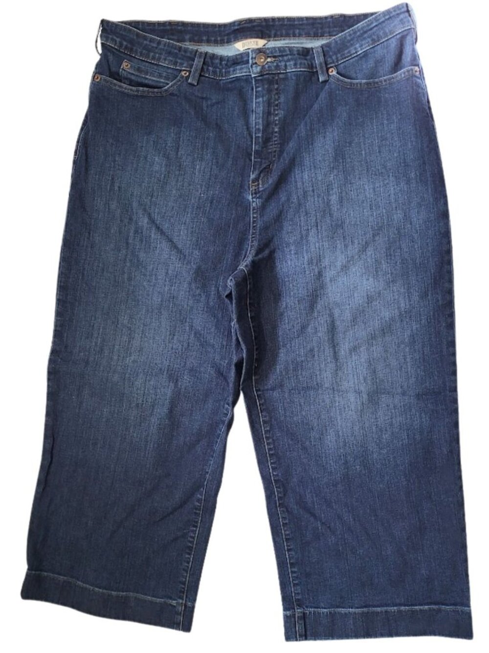 DULUTH TRADING COMPANY Dark Wash Wide-Leg Cropped Denim Jeans - Women's 16